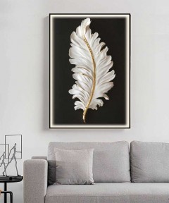 Black Frame 80*120 Cm Feather White And Black Crytsall Porsalein Painting 